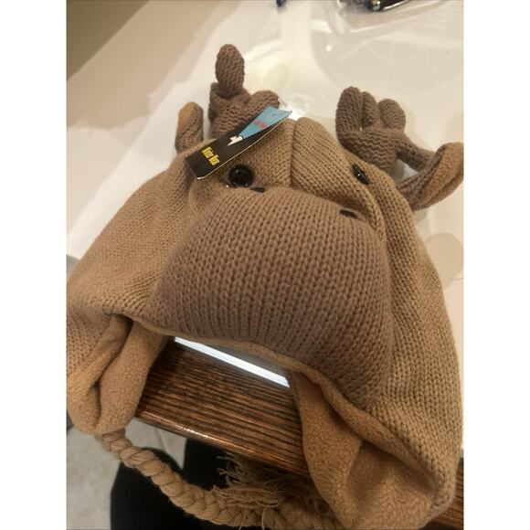 Moose animal knit beanie- Moose. Sm Child size - Picture 3 of 12